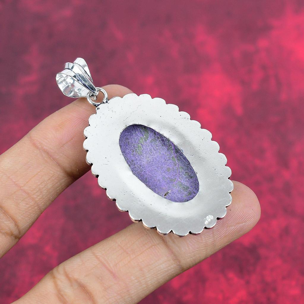 Pendentif Purpurite, Bijou Pendentif en Argent Sterling 925, Bijou Pendentif Fait Main en Pierre Gemme pour le Memorial Day