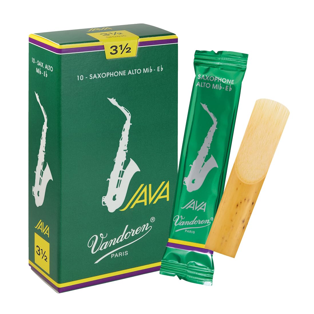 Vandoren Java Alto Saxophone Reeds, Hardness: 3-1/2 (Pack of 10)