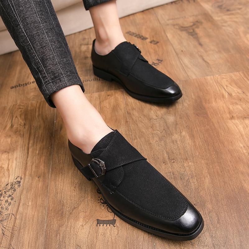 Men Street Style Monks Loafers Shoes Wedding Party Shoes Formal Business Suede Dress Prom Shoes Large Size