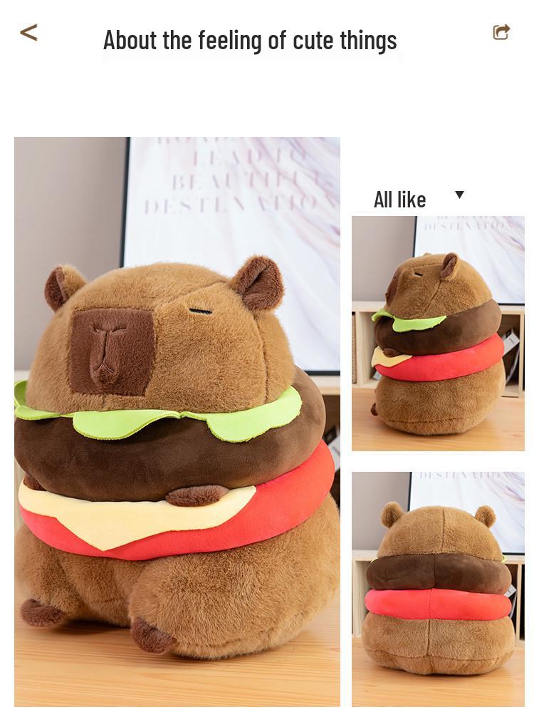 Capybara Hamburger Plush Pillow Doll - Perfect Birthday Gift for Women
