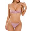 Sexy Lace Mesh Thin Half-Cup Bra Set With Removable Straps Back Double Hook