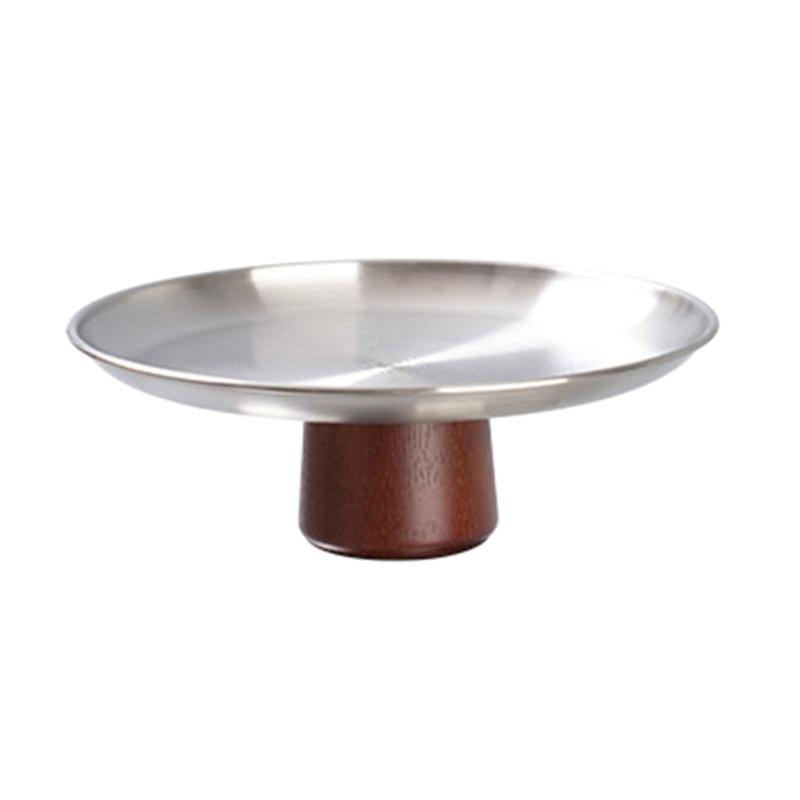 Portable Stainless Steel Tray for Dessert and Snacks Metal High Footed Fruit Display Plate Elegant Appetizer Platter