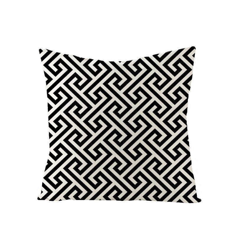 Black and White Nordic Simple Geometric Linen Pillowcase Modern Style Pillowcase Car Cushion Home