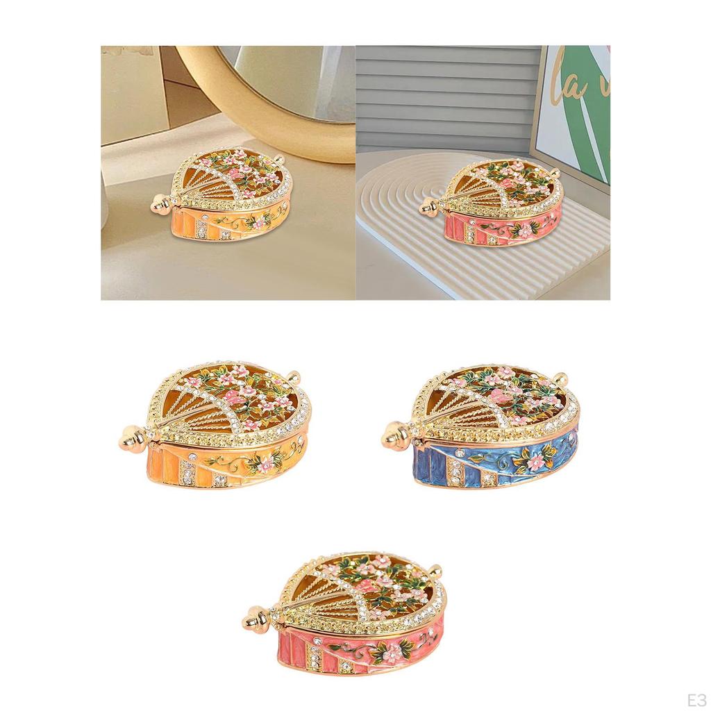Enamel Jewelry Box Decorative Organizer Dressing Table Trinket for Desktop