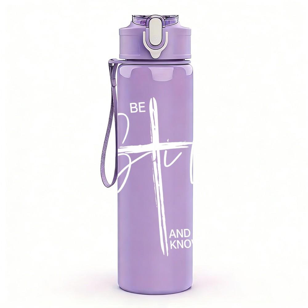 1PC Soft Light Script Signature Sketch Print 750ml Color Plastic Sports Water Bottle Leakproof Flip Straw Lid Suitable for Sports Office Home Use