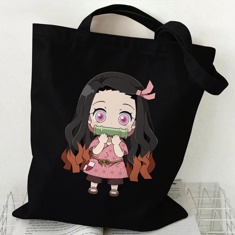 Japan cartoon comics Nezuko Kamado Demon Slayer Print Canvas Bag Stylish Women's Handbag Large Capacity Casual Shoulder Bag 7561 KTB