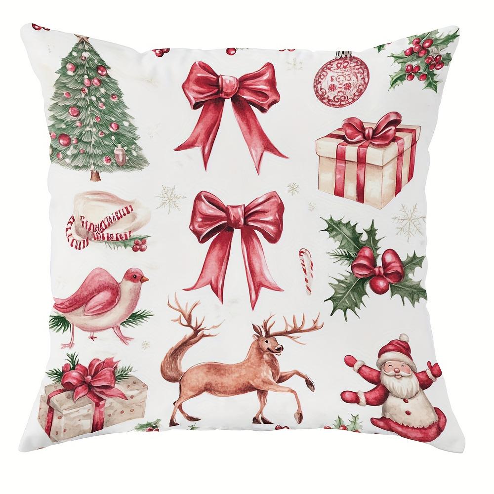 

Christmas Themed Pillowcases: Santa, Trees, Bows & More for Festive Decor! sofas, bedroom pillow covers, holiday gifts 18x18Inch