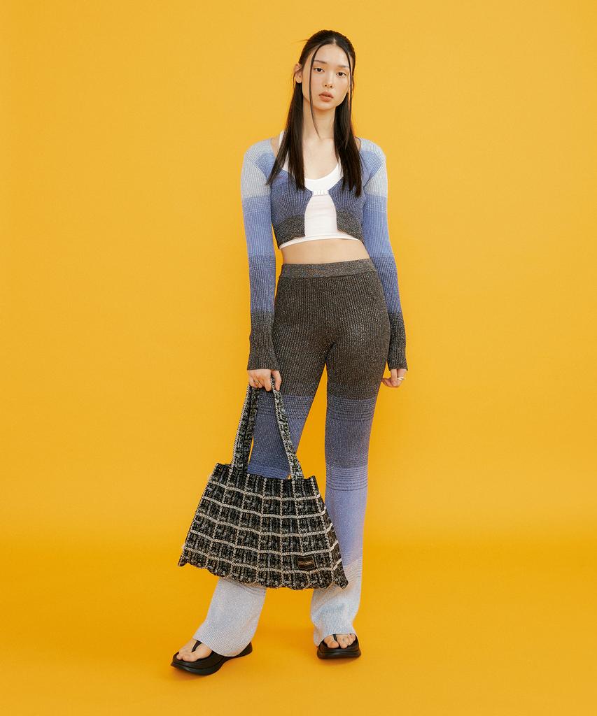 Pleatsmama Tweed Shopper Bag Lime