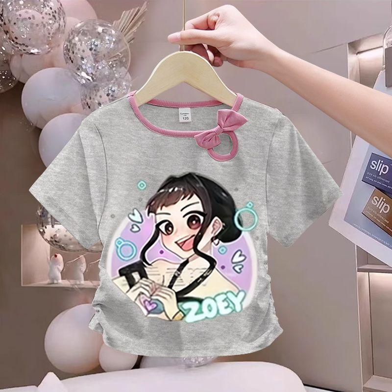 Children's Fairy Tale Witch Girls Group Bowtie Fashion Top - Summer Girls' Pure Cotton Short-Sleeved T-shirt