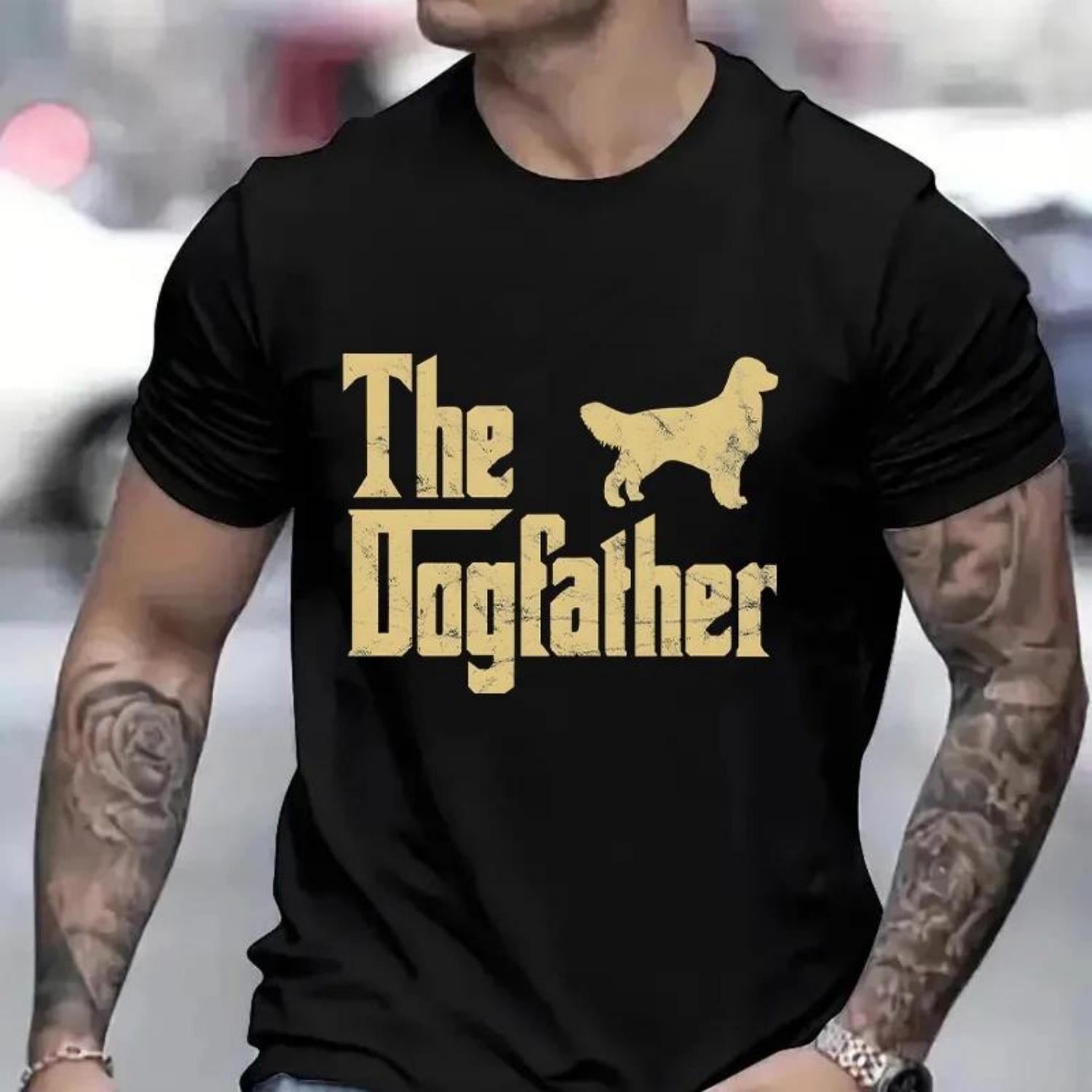 

Повседневная футболка для мужчин Смешная The Dog Father Золотистый ретривер Крестный отец Оверсайз Мужская футболка Смешная Модная Летняя одежда S чёрный
