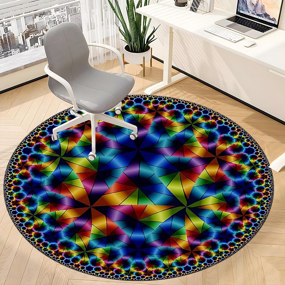 1pc Kaleidoscope Pattern Chair Carpet for Office Non-Slip, Machine Washable Rug for Office, Room - Holiday Decor, Machine Made Yy251016116