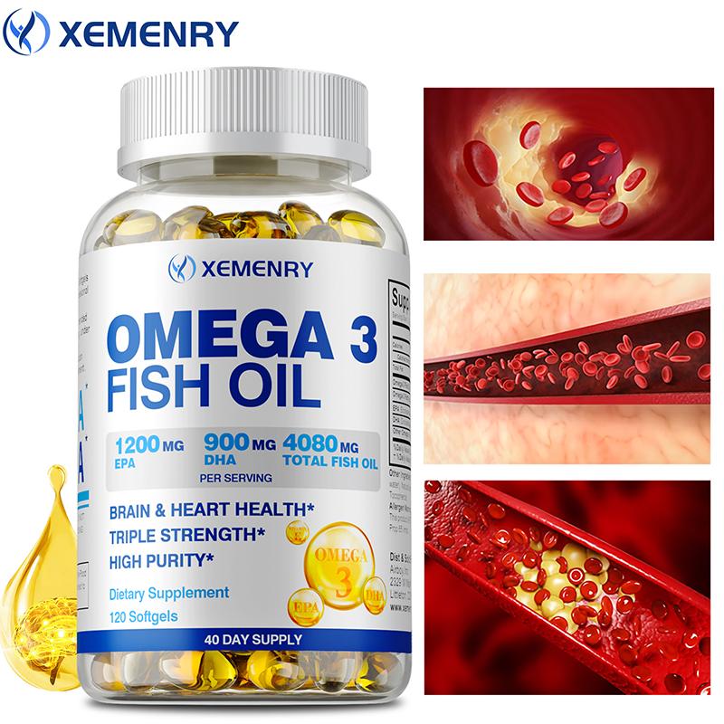 Omega-3-Fischöl 4500mg - EPA, DHA - Herz-, Gehirn- & Gelenkgesundheit - 120 Kapseln