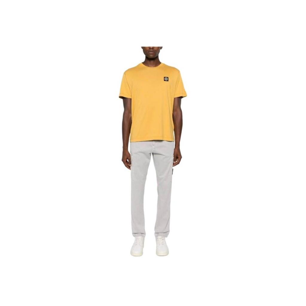 STONE ISLAND Logo Round Neck Short Sleeve T-Shirt Men Tops Yellow 811524113-V0034
