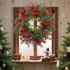 American Christmas Decoration Large Eucalyptus Wreath Simulation Red Fruit Christmas Wreath Door Hanging Window Props