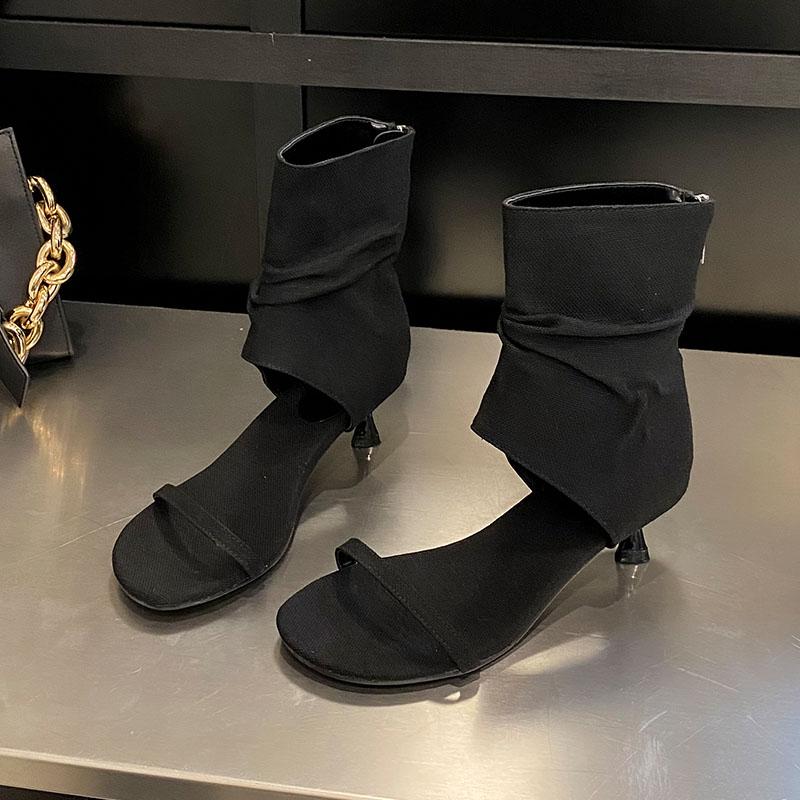 Fashion Female Low Heel Footwear Gladiator Sandals Shoes For Women Zippers Fashion Open Toe Ladies Sandals Ankle Booties Shoes Pumps