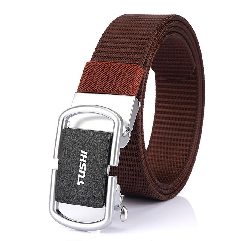 3.5cm Toothless Automatic Buckle Belt Men's Outer Nylon Casual Pants