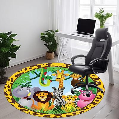 1 Stück Safari-Tier-Teppich für das Büro, rutschfest, runder Teppich, weich und bequem, Teppich für das Büro, leichte runde Bodenmatte