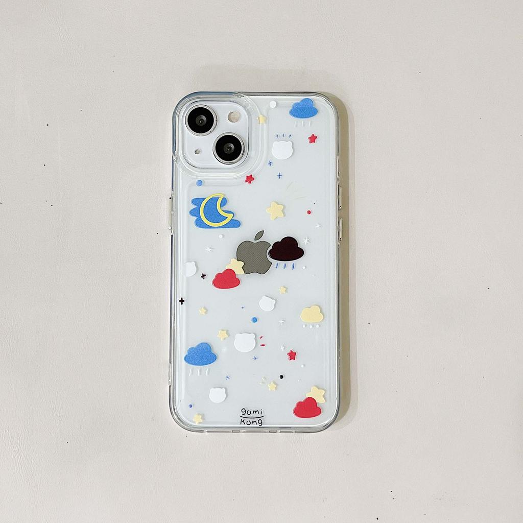 Moon Bear Stars Doodle Ins Phone Case Shockproof Silicone Soft Cover For Iphone 11 12 Pro Max Xsmax X Xr 13 Promax Conque Shell