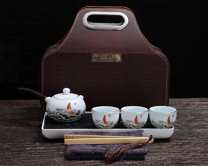 Chaxun Mutton-Fat Jade White Porcelain Tea Set - Guan Cang Hai Ink