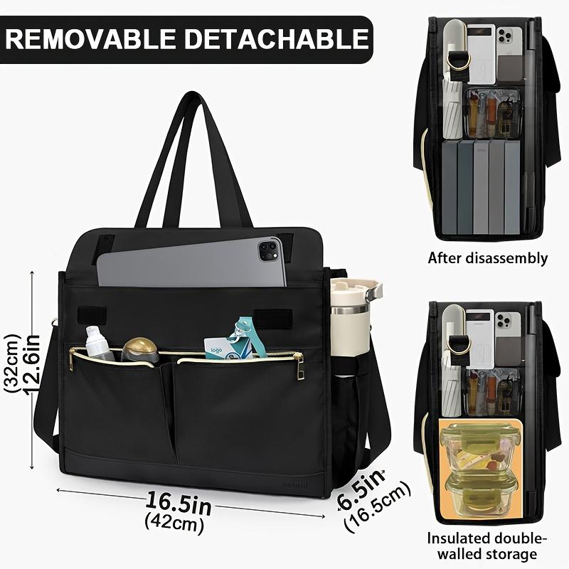 Oxford Lunch Bag for Women, Laptop Compartment, Large Insulated Tote Bag with Side Pockets for Nurses Teachers Outdoor Activitie