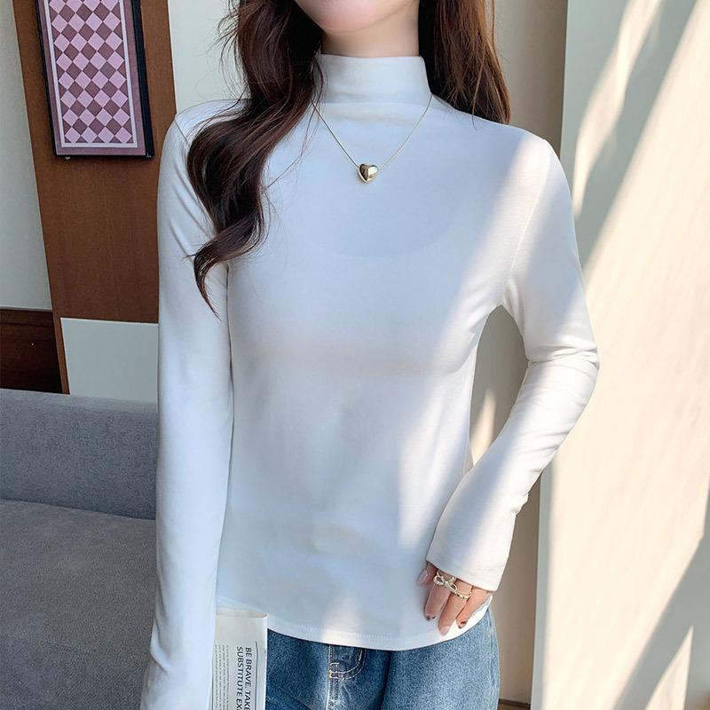 55 Lyocell semi-turtleneck women's season new warm and slim T-shirt