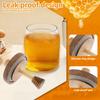 2 PCS Glass Storage Bottles Honey Jars w/ Dipper and Lid Wide Mouth Honey Containers Syrup Dispenser for Storing Honey and Syrup