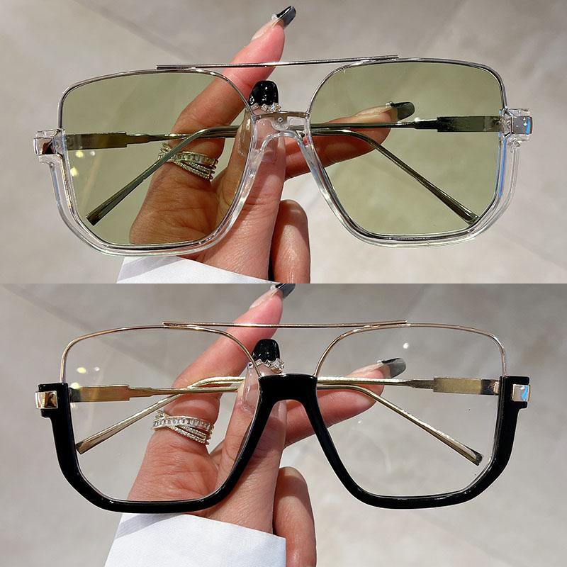 2 Pairs Per Set Square Sunglasses Fashion Vintage Double Bridge Casual Sun Glasses Women Stylish Oversized Brand Design Shades