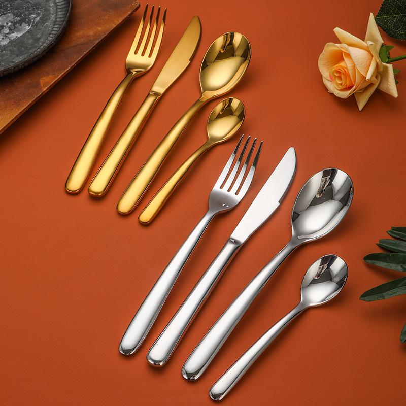 304 stainless steel European round handle Western tableware High-end restaurant hotel supplies knife fork spoon tea spoon