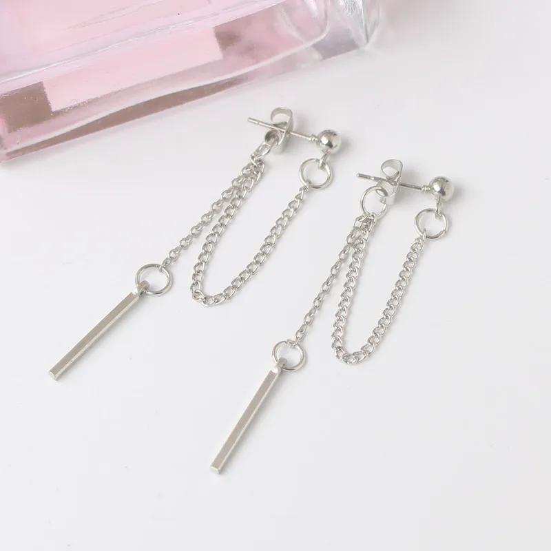 Korean Fashion Tassel Earrings Silver Color Metal Thread Pendants Dangle Earrings for Women Girls Trendy Ear Decoration