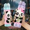 1PC Panda Bear Bamboo Animal Print 750ml Color Plastic Sports Water Bottle Leakproof Flip Straw Lid Suitable for Sports Office Home Use