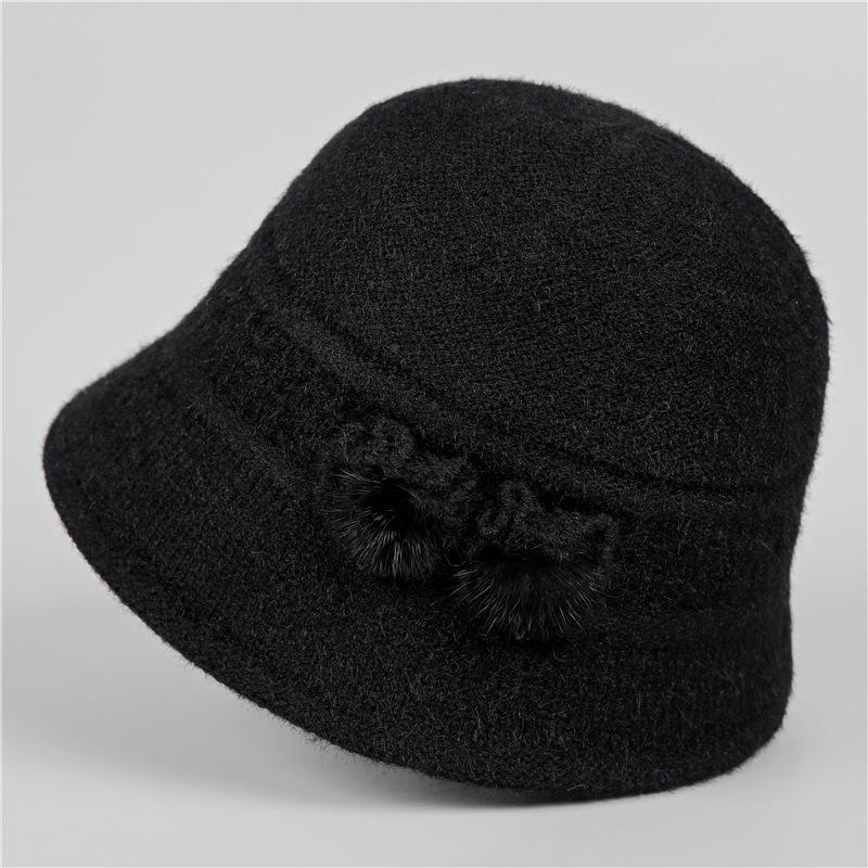 Middle mother hat female winter velvet warm wool hat in the elderly grandma grandma old man cotton hat scarf