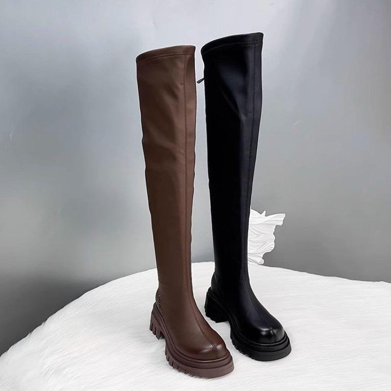 Women's Fashion Boots Non-slip Zipper Snow Platform High Boots Outdoor Knee-high High Heels Women's Spring Popular Gothic Boots
