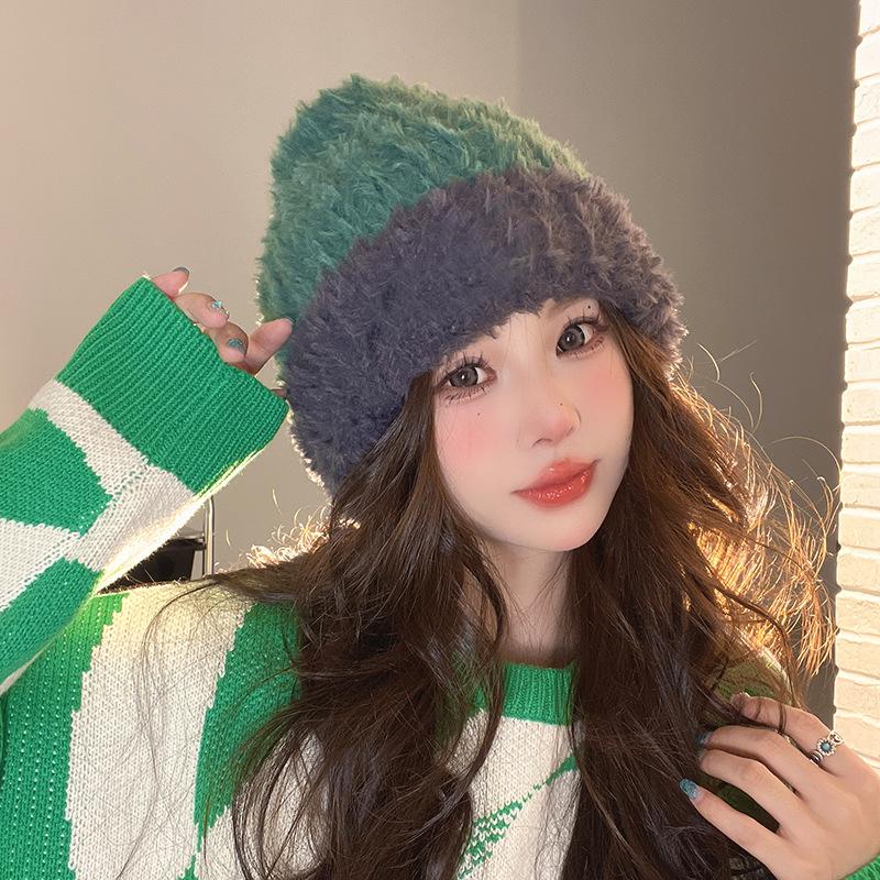 Cappello di Lana Carino con Orecchie d'Orso Giapponese per Donna in Autunno e Inverno Nuovo Caldo Cappello a Maglia che Mostra il Viso Protezione per Collo e Orecchie Cappello