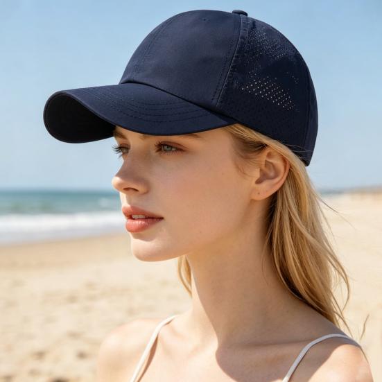 Women Baseball Cap, Adjustable Elastic Straps Quick-Drying Sun Hat, Criss-Cross Ponytail Design Baseball Hat for Running Yoga Hiking