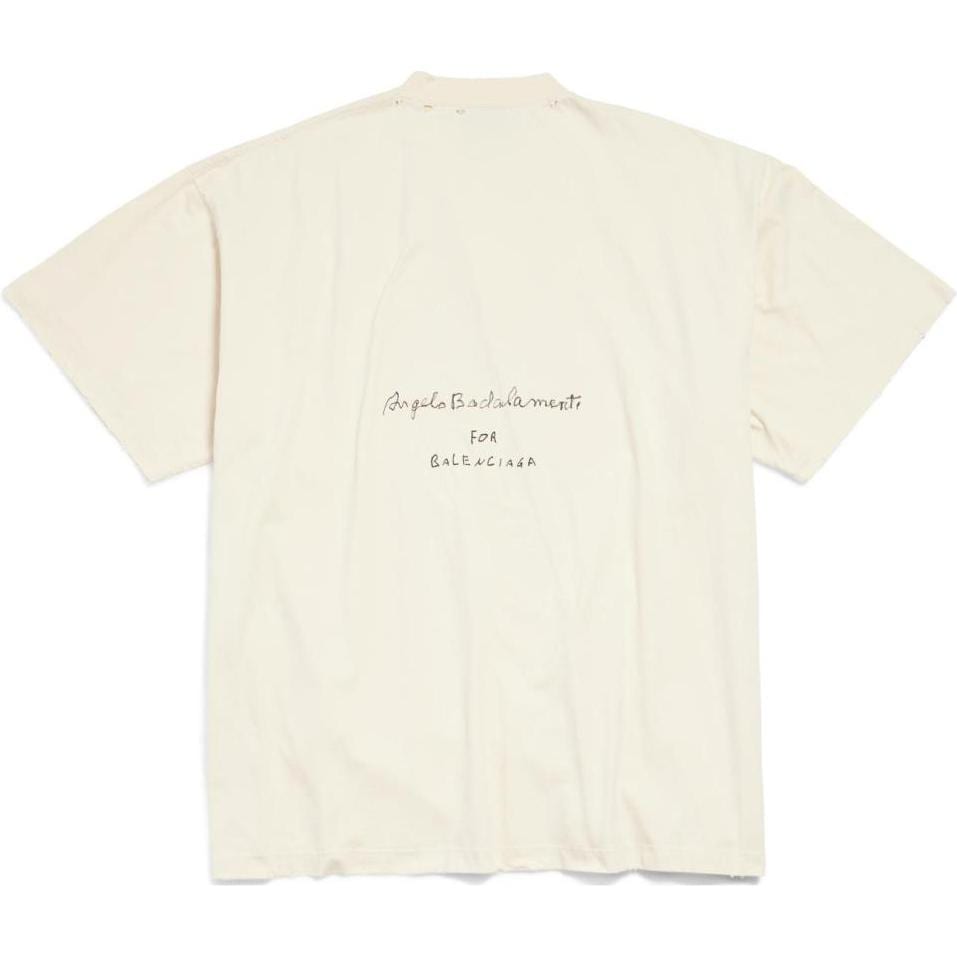 Balenciaga SS24 Tişört Bol Kesim Erkek Bej 694576TMVO59069