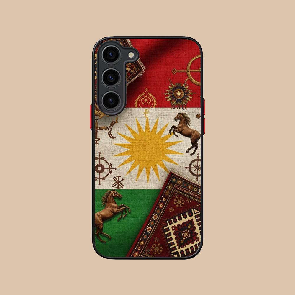 Silikonový kryt na mobilní telefon s vlajkou Kurdistánu pro Samsung Galaxy S26 S25 S24 S23 S22 S21 Plus FE Ultra Barevný kryt