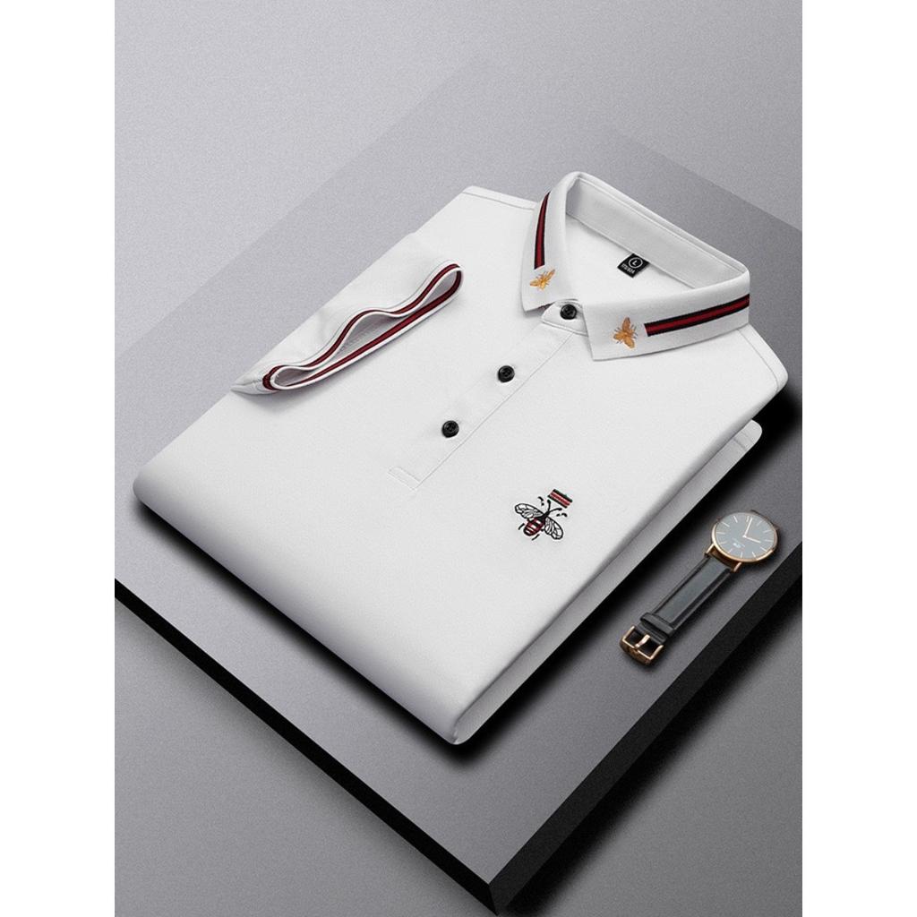 STORN Marque Design Qualité Homme POLO Col Revers Abeille Brodé Manches Courtes Nouveau T-shirt d'Été Affaires Classique Tendance Mode Vêtements pour Homme