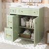 Mobile da Bagno con Lavabo 81,7 cm - Superficie Laccata, Spazio di Archiviazione Multifunzionale e Piedini in Legno Massello in Design Moderno di Lusso - Verde
