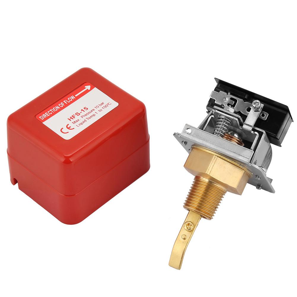 1 2 Water  Paddle Flow Switch Thread Connection SPDT Contacts Red(Partial Stainless Steel Type)