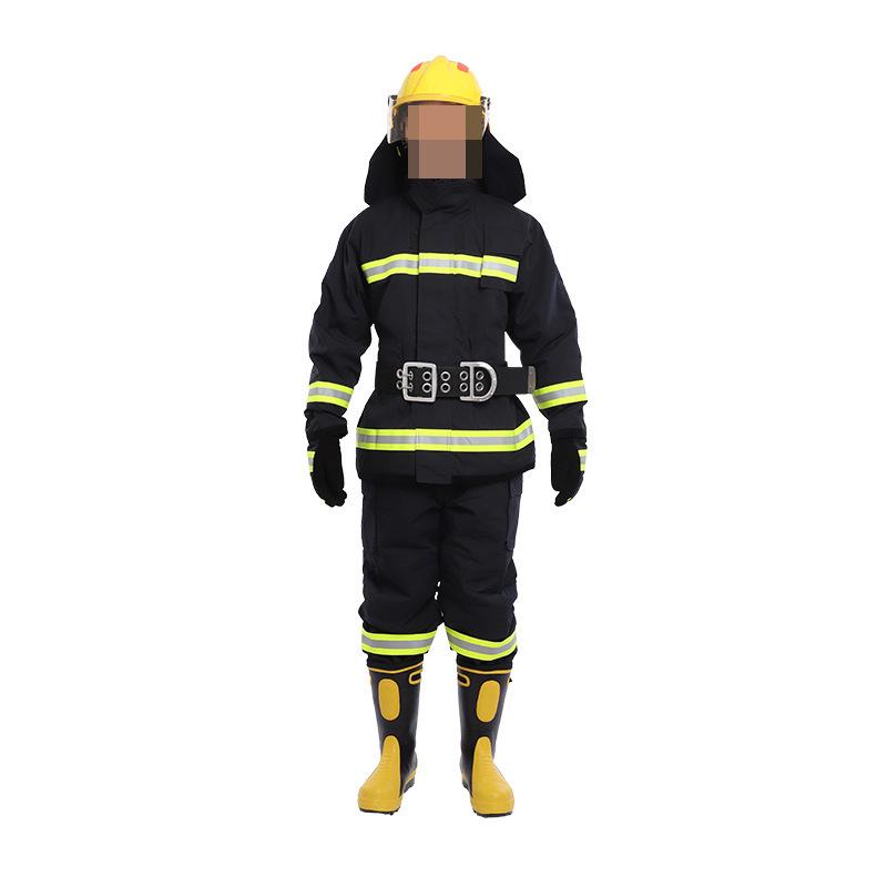 17 Model Firefighting Combat Suit Set: Flame Retardant, Heat Insulating, Navy Blue with Reflective Strips 5-Piece Firefighting Suit