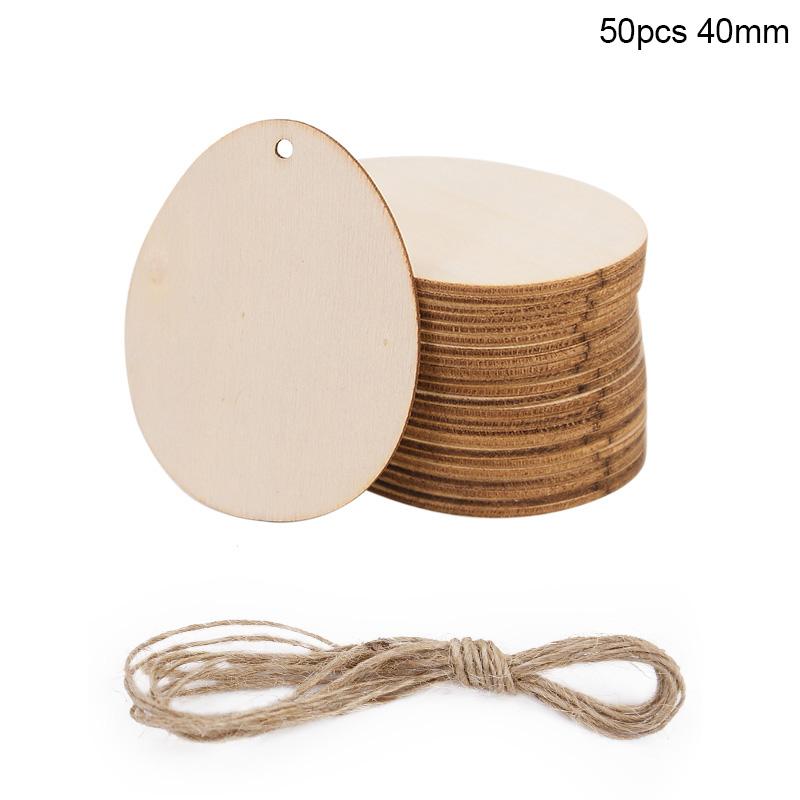 30-80mm Wooden Easter Eggs Kids DIY Painting Crafts Blank Bunny Eggs Wood Chips Happy Easter Party Home Decoration Ornament Gift