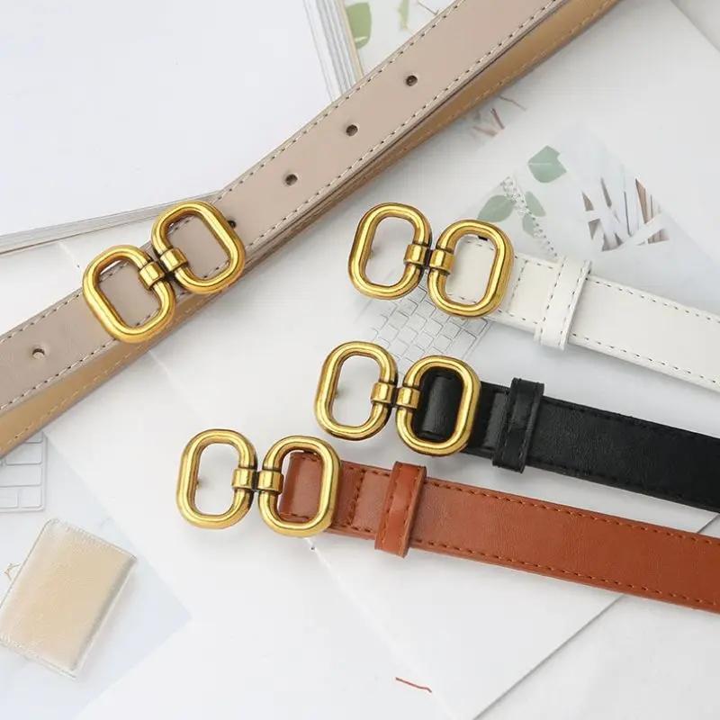 Fashion Pu Leather Belt For Women Designer Metal Buckle Waist Strap Female Jeans Dress Trouser All-match Decorative Waistband