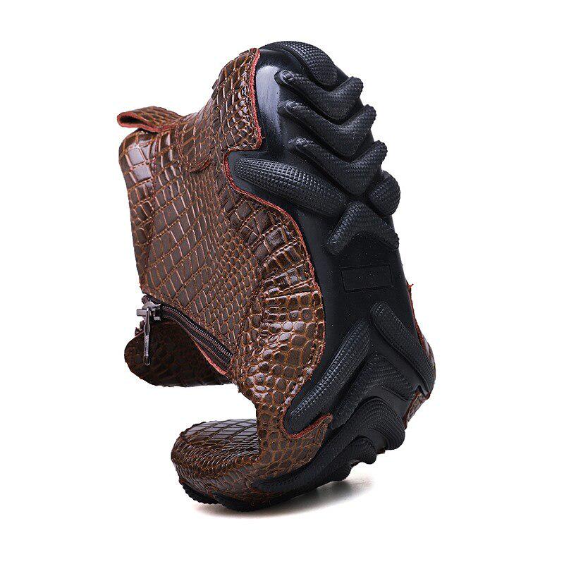 Fashion Quality Leather Winter Warm Casual Shoes Men Footwear Zipper Male Ankle Black Boots