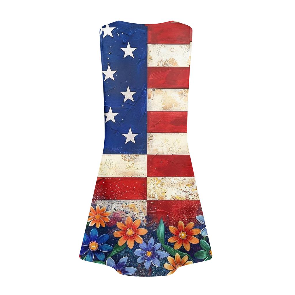 Women's Fashionable Casual Independence Day Print Dress