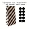 10 Pcs Colorful Solid Stripe and Polka Dot Stand-Up Bags with Stickers - 18x9x6cm Favor Gift Packing Treat Bags for Wedding