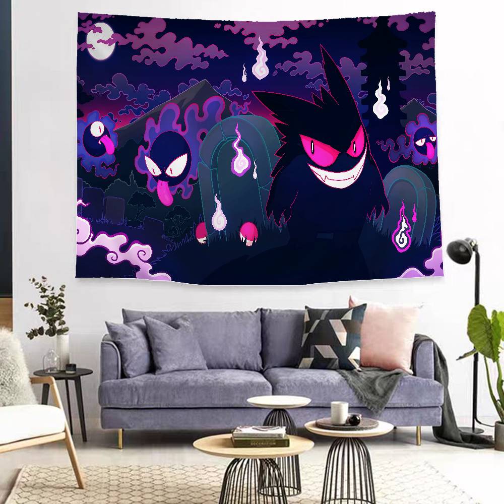 GGengar PPokemons Chart Tapestry Art Science Fiction Room Home Decor Cheap Hippie Wall Hanging 100X70CM