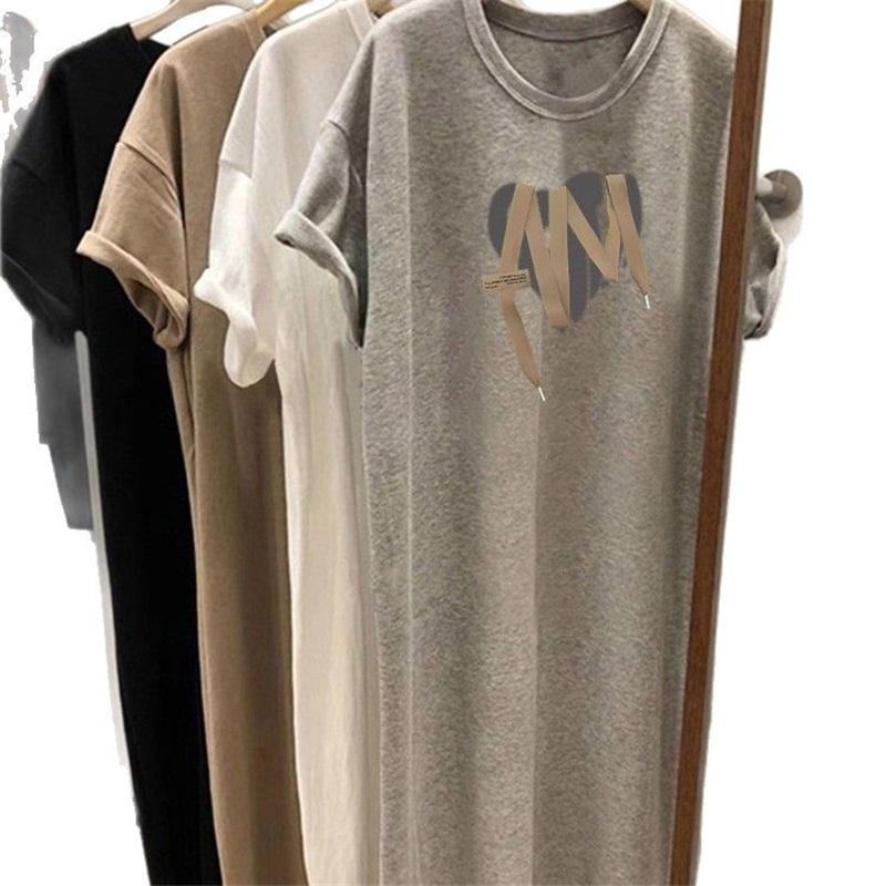 Women's Summer T-Shirt-Style Midi Dress: Loose-Fit, Plus Size, Casual, Knee-Length