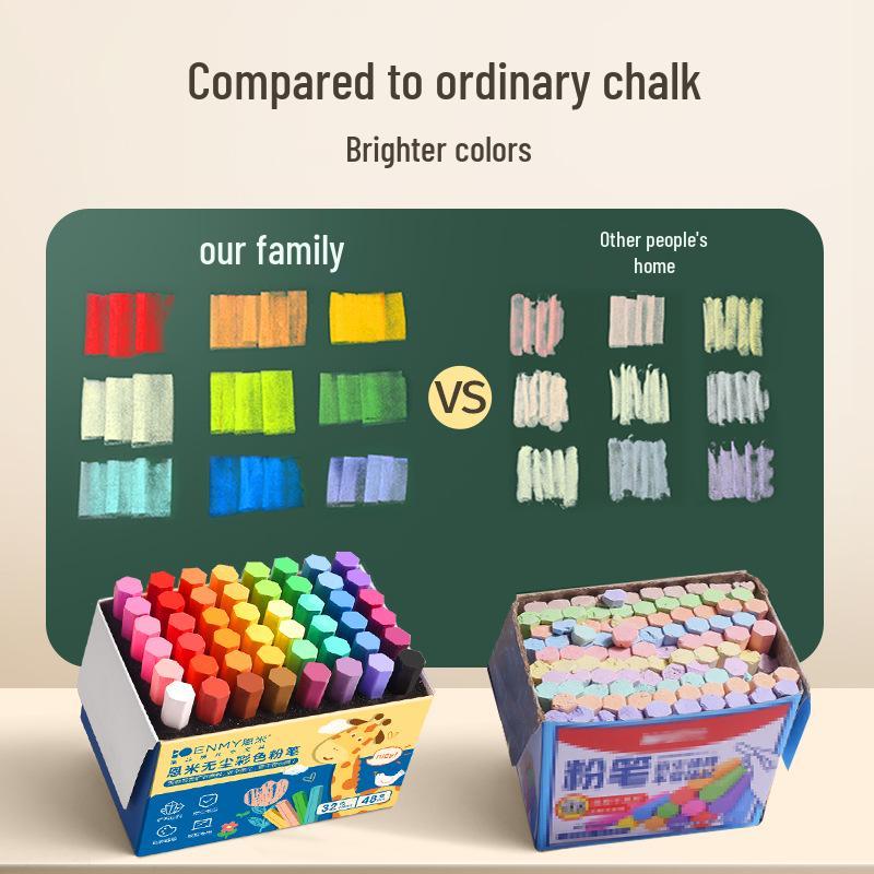 Enmi Dustless High-Color Safe Blackboard Chalk for Teachers and Students