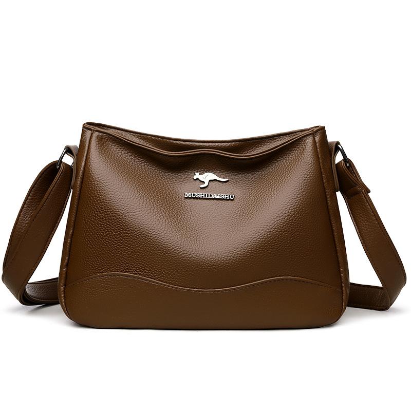 High-end soft leather women's bags, new fashionable and versatile large-capacity middle-aged mother bags, underarm bags, shoulder messenger bags.