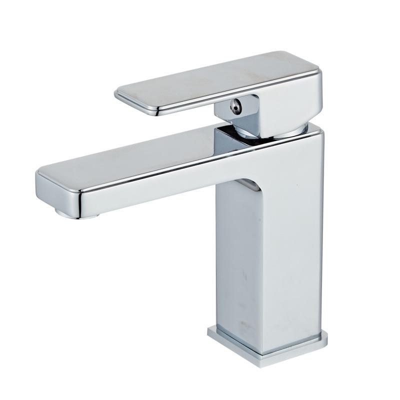 Square Single-Hole Bathroom Faucet for Hot/Cold Water